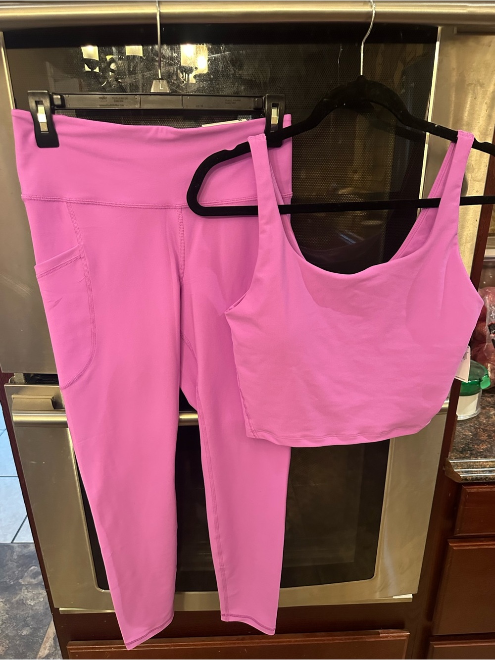 Old Navy Bright Purple Active Leggings with Matching Cropped Tank